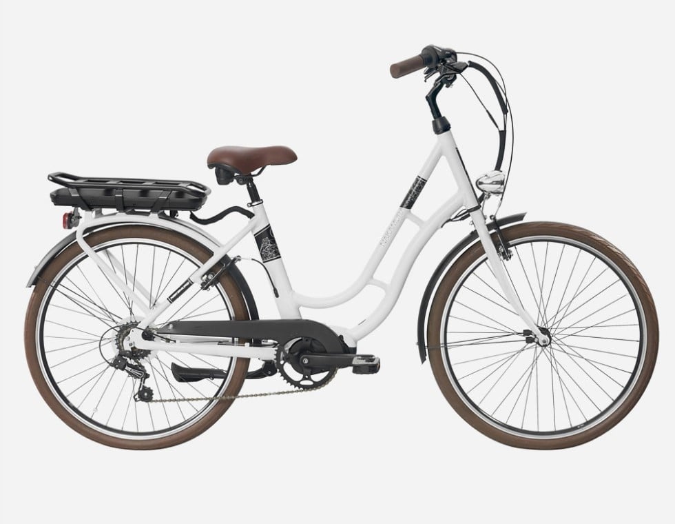 Vélo de ville électrique E-City 110 BLANC 25 km/h autonomie de 40 à 60 km