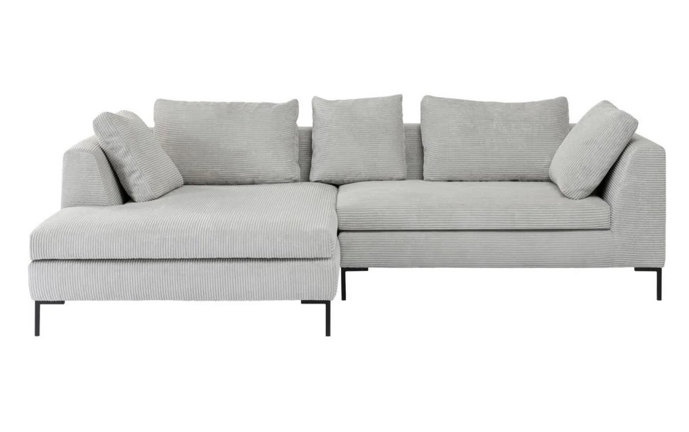 Canapé d'angle gauche GIANNA CORD 4 places en tissu côtelé gris