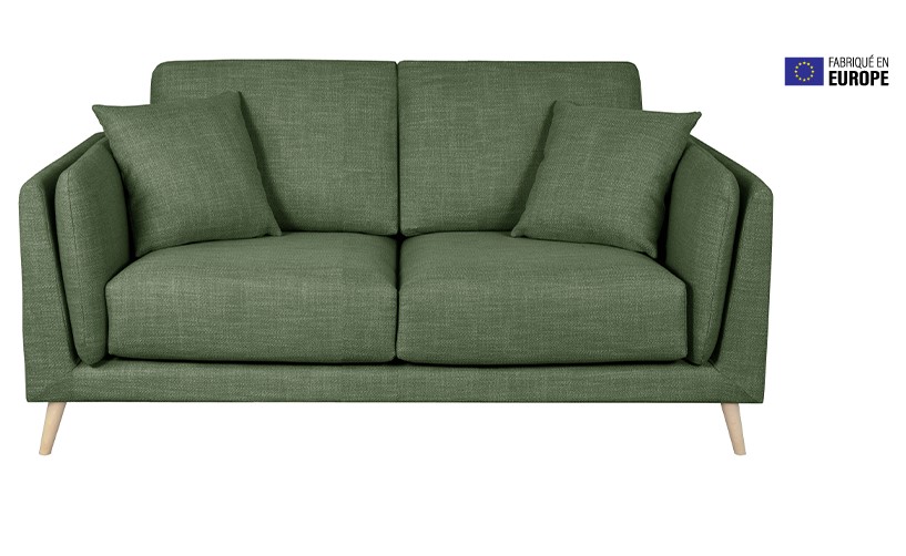 Canapé design 2 places VOGUE en tissu vert kaki