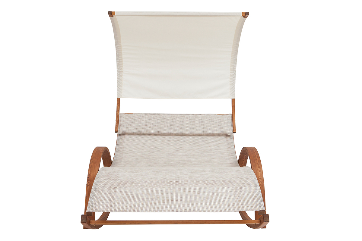 Chaise longue rocking chair NANAWA double blanc et bois