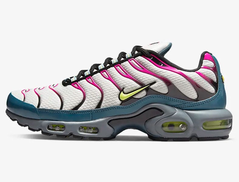 Nike Air Max Plus Baskets Basses Beige clair/Vert cendré/Rose premier/Jaune impulsion