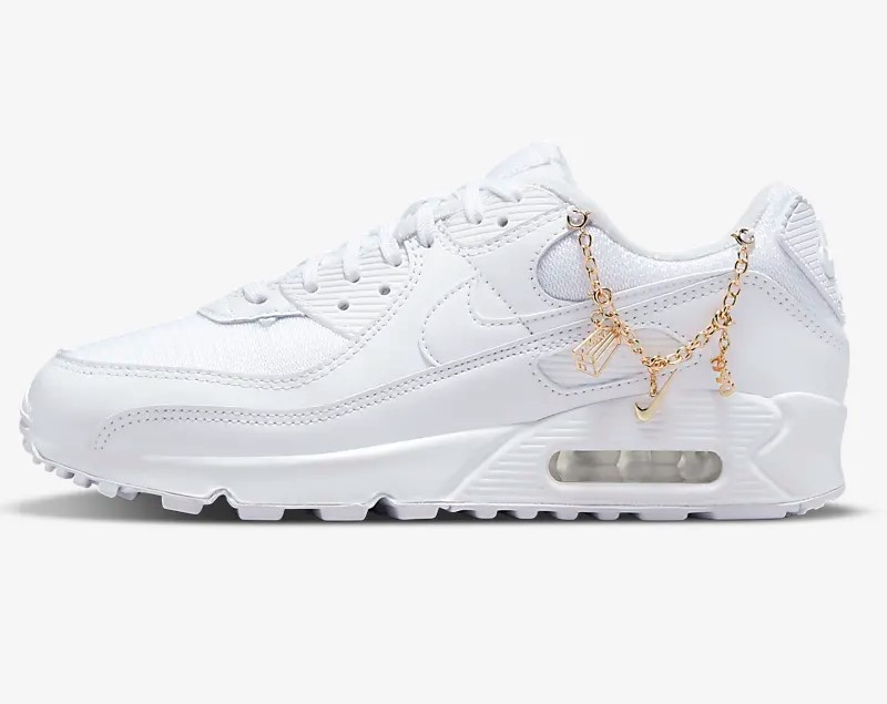 Nike Air Max 90 Premium Baskets Basses Blanc/Or métallique/Blanc