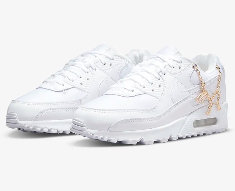 Nike Air Max 90 Premium Baskets Basses Blanc/Or métallique/Blanc