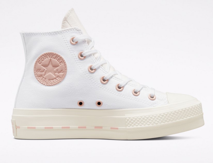 CONVERSE Chuck Taylor All Star Lift Platform Crafted Canvas Baskets Montantes Blanc/Aigrette/Argile rose