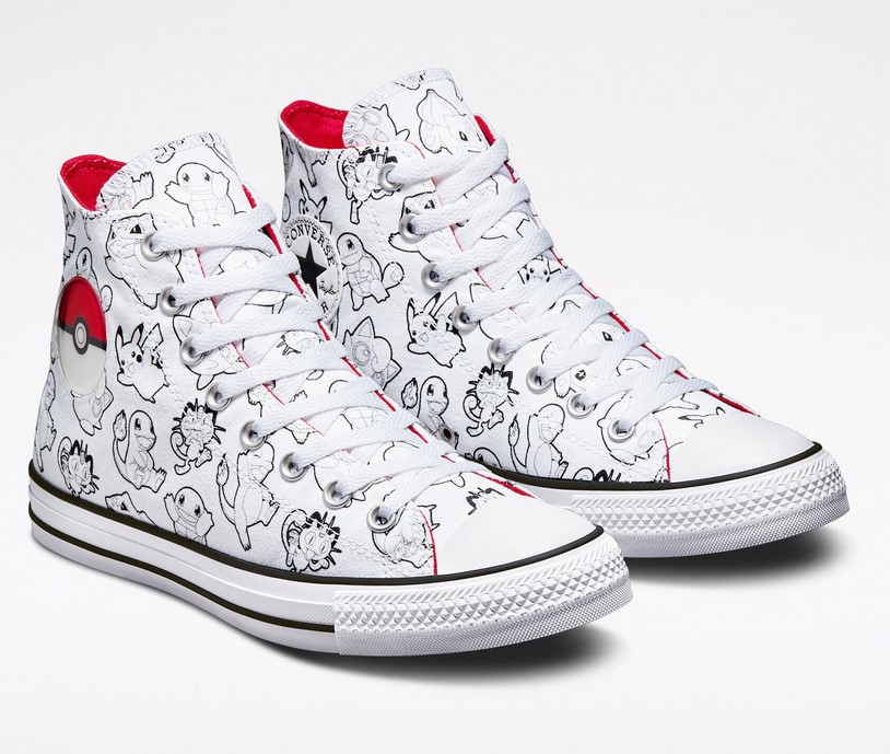 Converse x Pokémon Poké Ball Chuck Taylor All Star Blanc/Noir/Rouge Université pour Femme