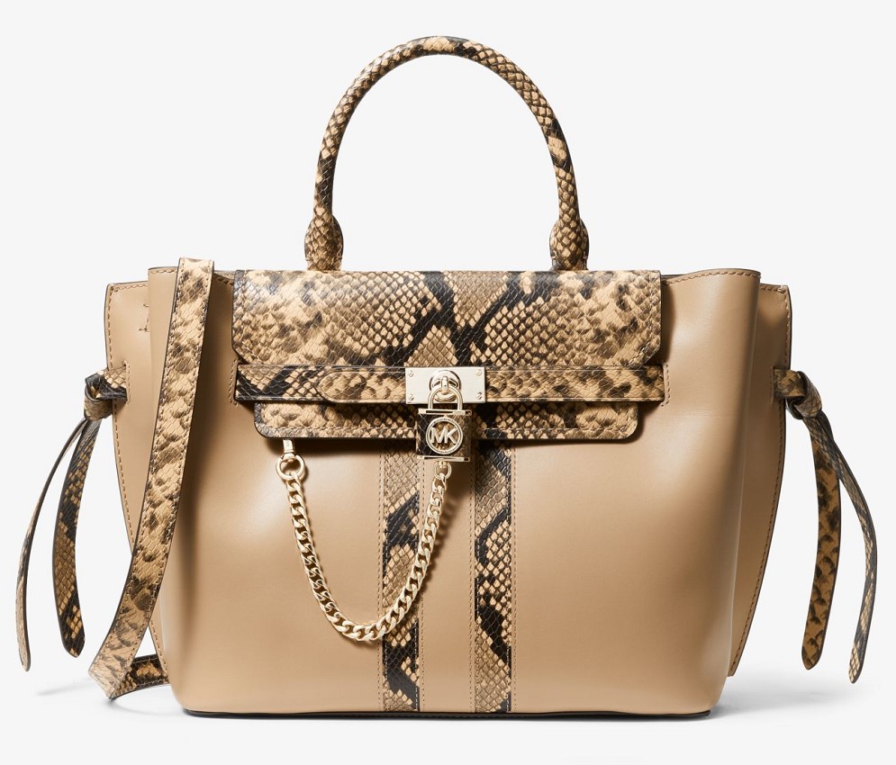 Soldes MICHAEL Michael Kors Grand sac porté main Hamilton Legacy à ceinture et en cuir effet serpent en relief