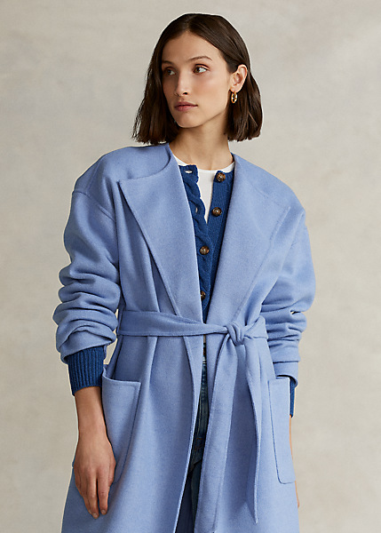 Soldes Polo Ralph Lauren Manteau en laine mélangée Royal tendre chiné - Manteau Femme Ralph Lauren