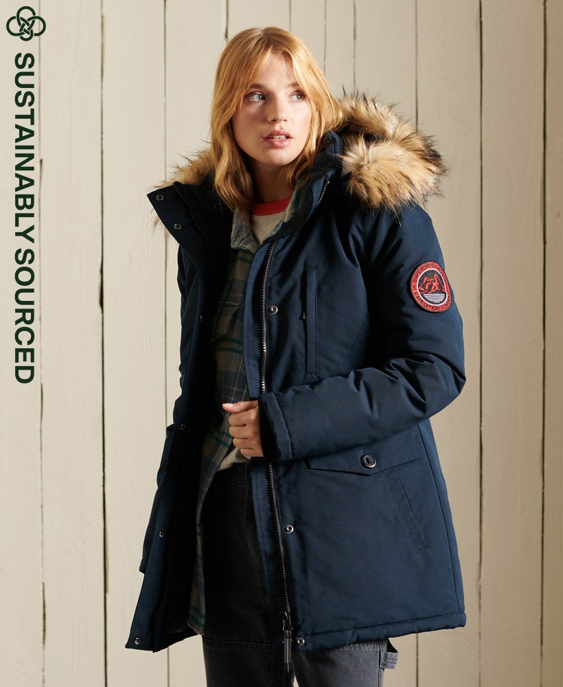 Parka EVEREST Superdry à capuche fausse fourrure mi longue