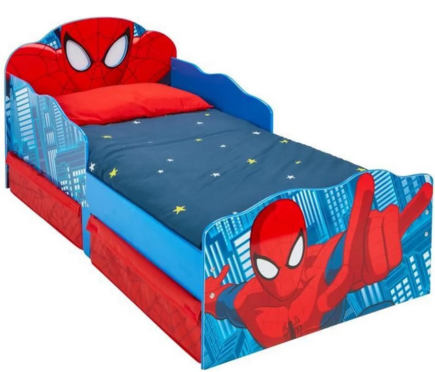 Spider-Man Lit pour enfants avec yeux lumineux et rangement