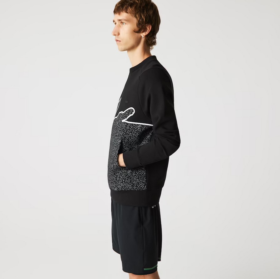 Sweatshirt à col rond Lacoste en coton mélangé avec crocodile oversize noir