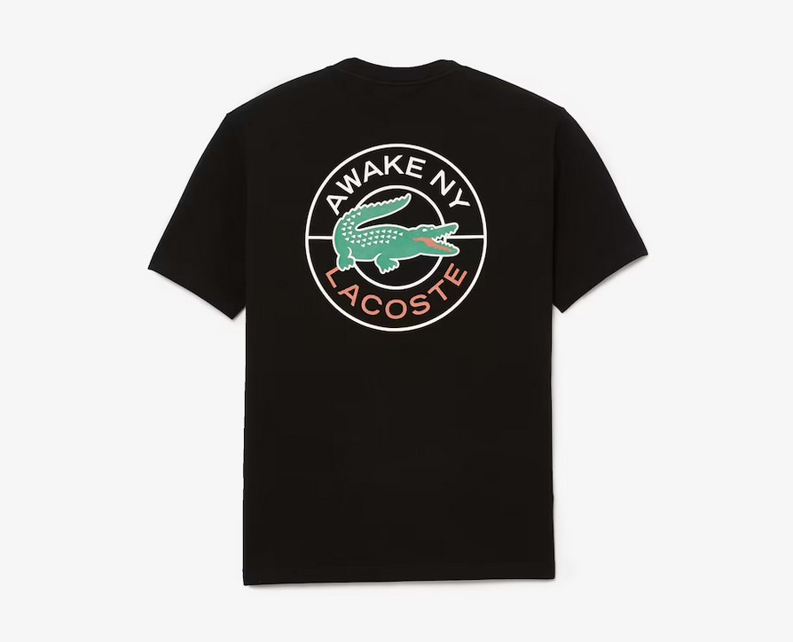 T-shirt unisexe Lacoste x AWAKE NY en piqué de coton avec logo noir