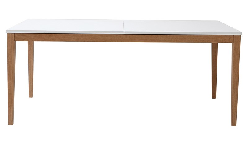 Table à manger design extensible DELAH blanche pieds bois
