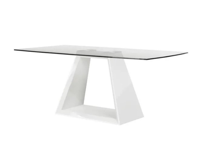 Table contemporaine VIRGOS en verre trempé Blanc brillant