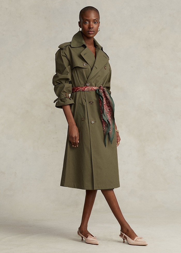 Polo Ralph Lauren Trench-coat ceinturé en popeline Vert défenseur