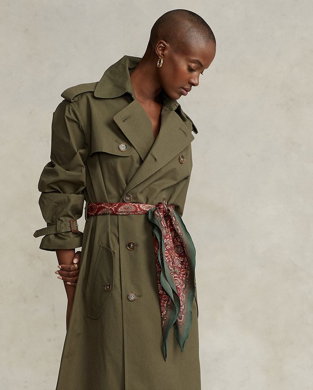 Polo Ralph Lauren Trench-coat ceinturé en popeline Vert défenseur