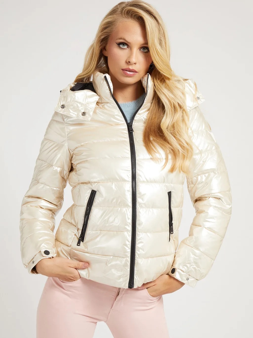 VESTE MATELASSÉE À CAPUCHE Guess Blanc