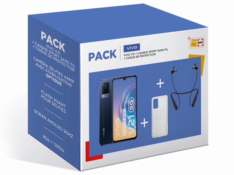Smartphone Vivo PACK V21 5G + Casque Sans-fil + Coque de protection