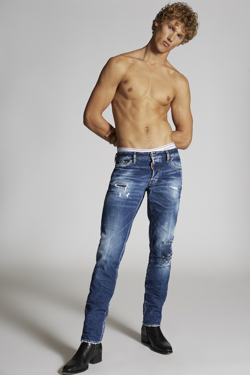 Dsquared2 Knee Patch Slim Jeans Bleu