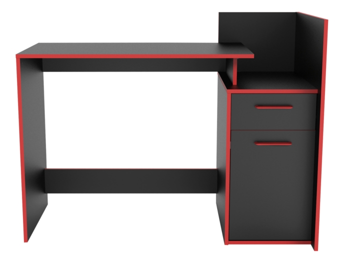 Bureau gamer 100x50x74 cm noir et rouge