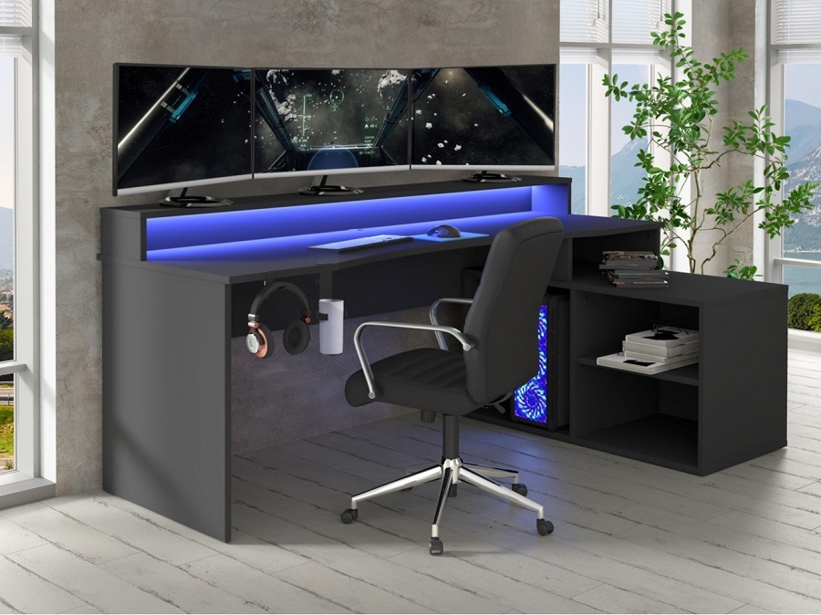 Bureau gamer avec Led Maximus Noir