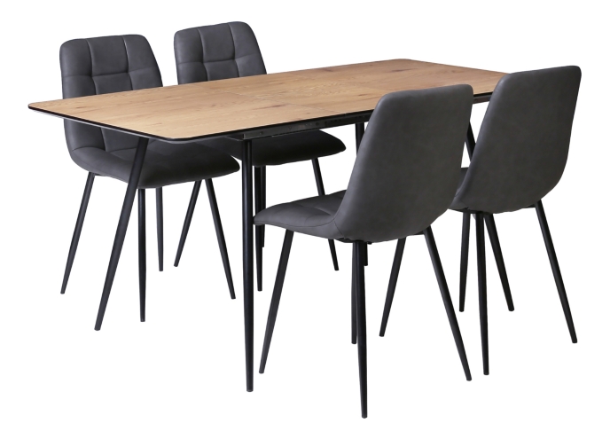 Ensemble Table + 4 Chaises SEOUL Imitation chêne et noir