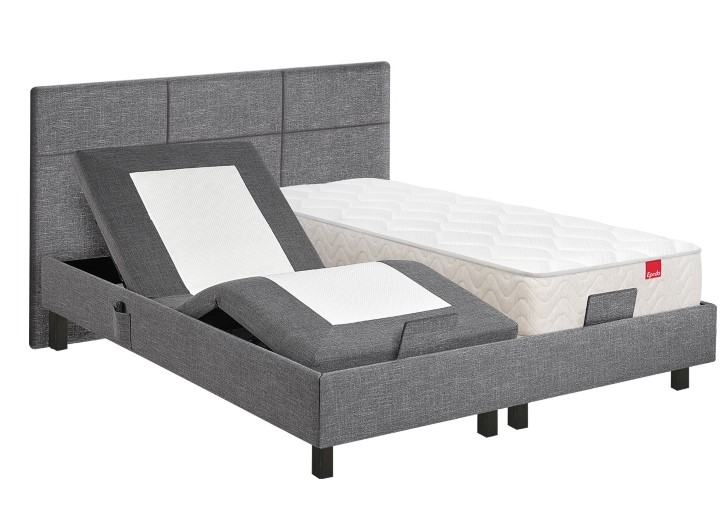 Sommier relaxation 2x80x200 cm EPEDA ZEN tissu gris anthracite