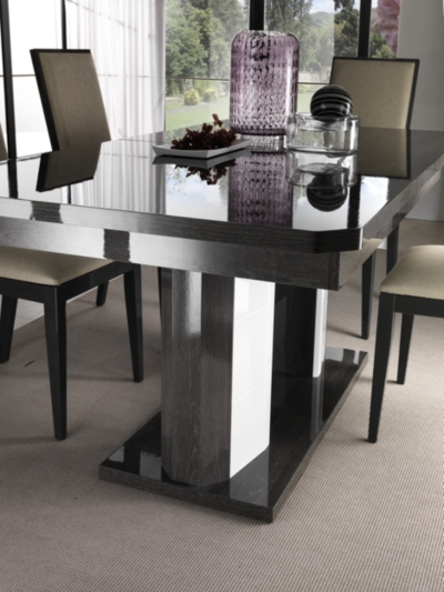 Table MATERA + allonge Blanc/imitation chêne gris