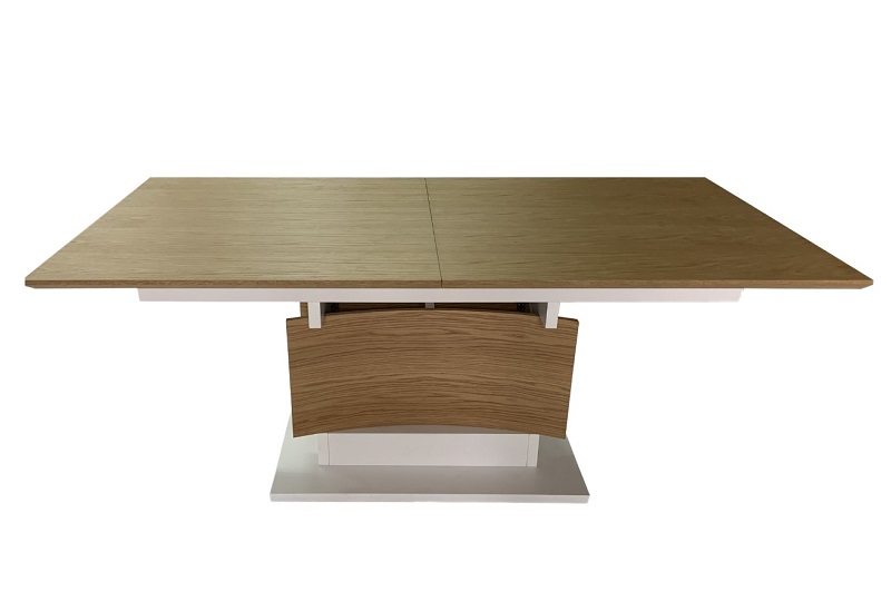 Table rectangulaire + allonge Liago chêne/ blanc 
