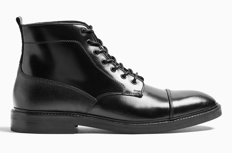 Boots Venice en cuir véritable noir Topman