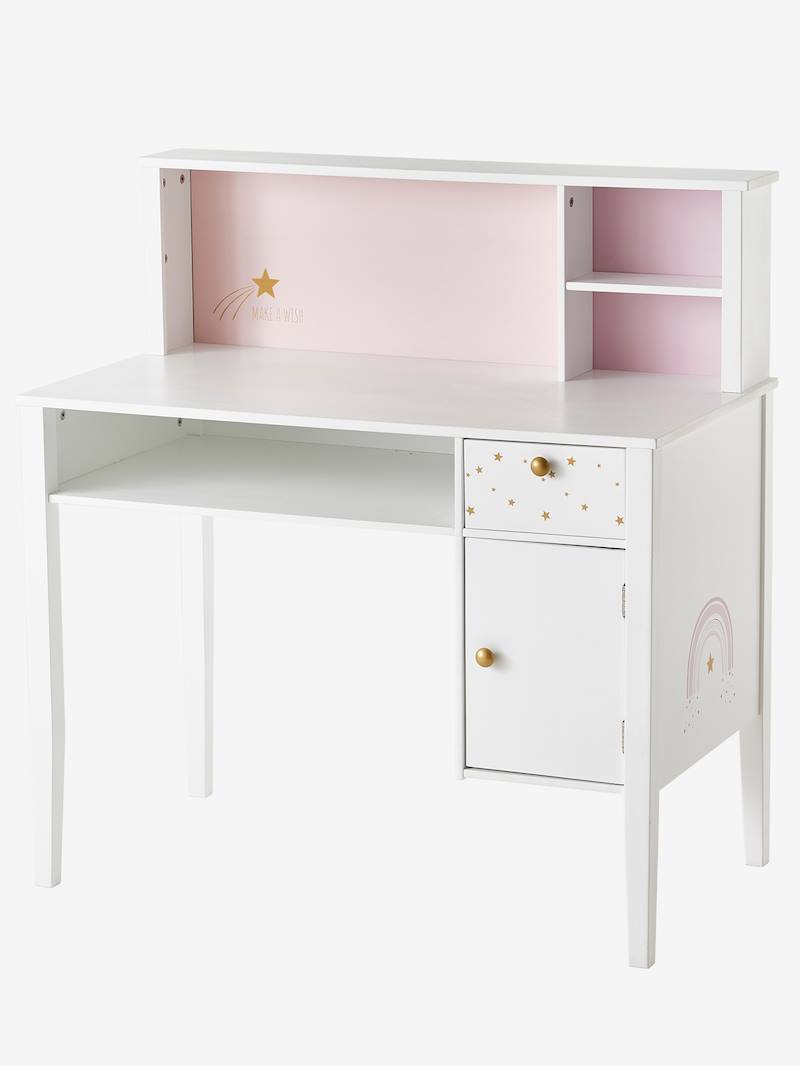 Bureau primaire MAKE A WISH blanc clair uni avec decor