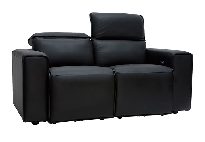 Canapé relax électrique RUIZ en cuir noir avec têtières ajustables