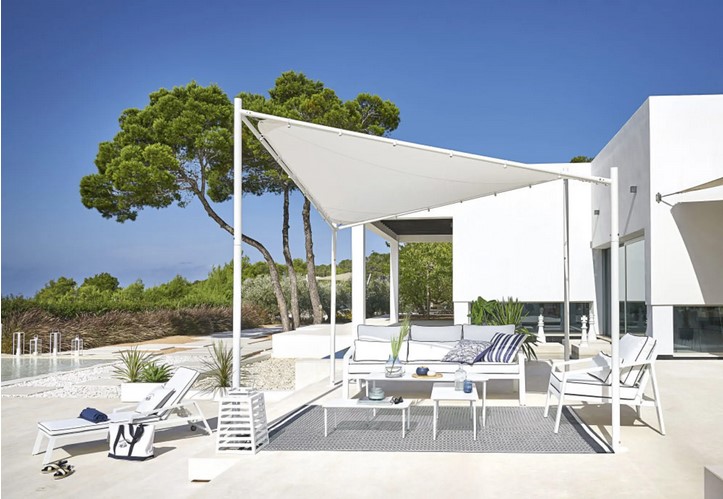Canapé de jardin Hotel en aluminium et coussins blancs - Maisons du Monde
