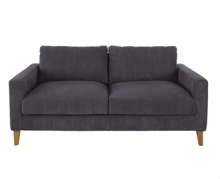 Canapé-lit 3 places HOLDEN en velours côtelé gris anthracite