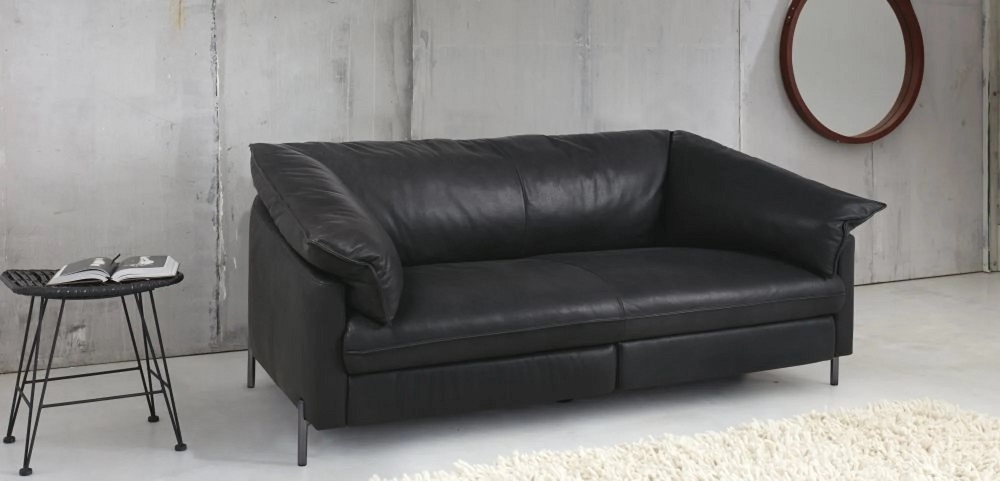 Canapé relax 2 places Marshall motorisé en cuir noir