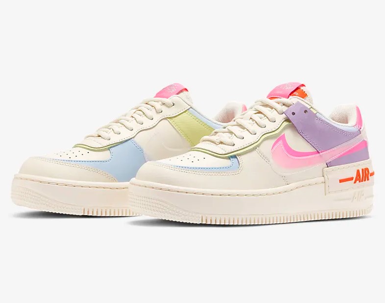 Nike Air Force 1 Shadow Ivoire Pâle/Bleu hydrogène/Feux de la rampe/Rose numérique pour Femme