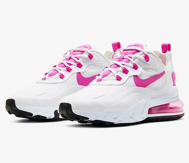 Nike Air Max 270 React Blanc/Orange équipe/Noir/Rose feu pour Femme