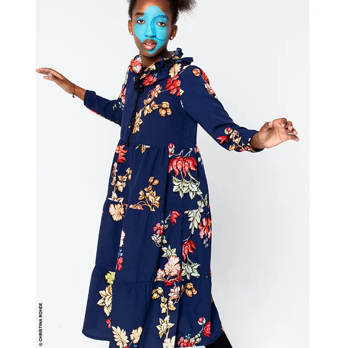 Robe longue imprimée Christina Rohde Bleu Voile