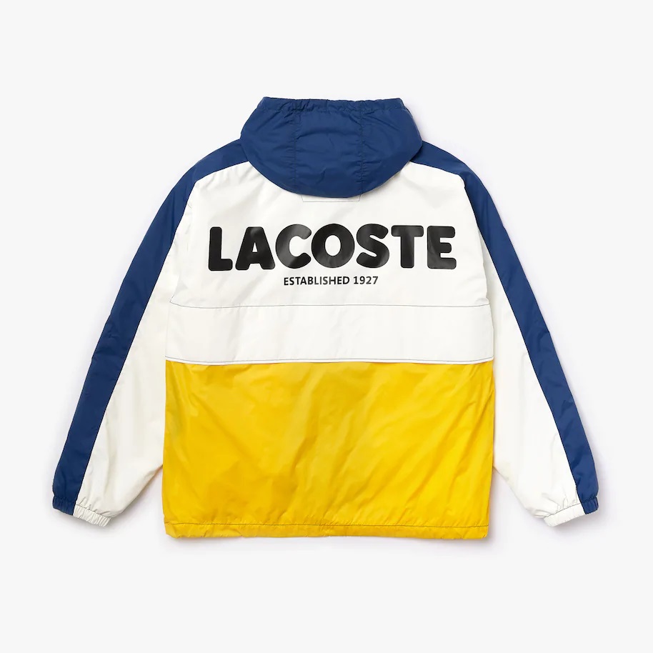 Coupe-vent zippé à capuche unisexe Lacoste LIVE léger color-block Blanc