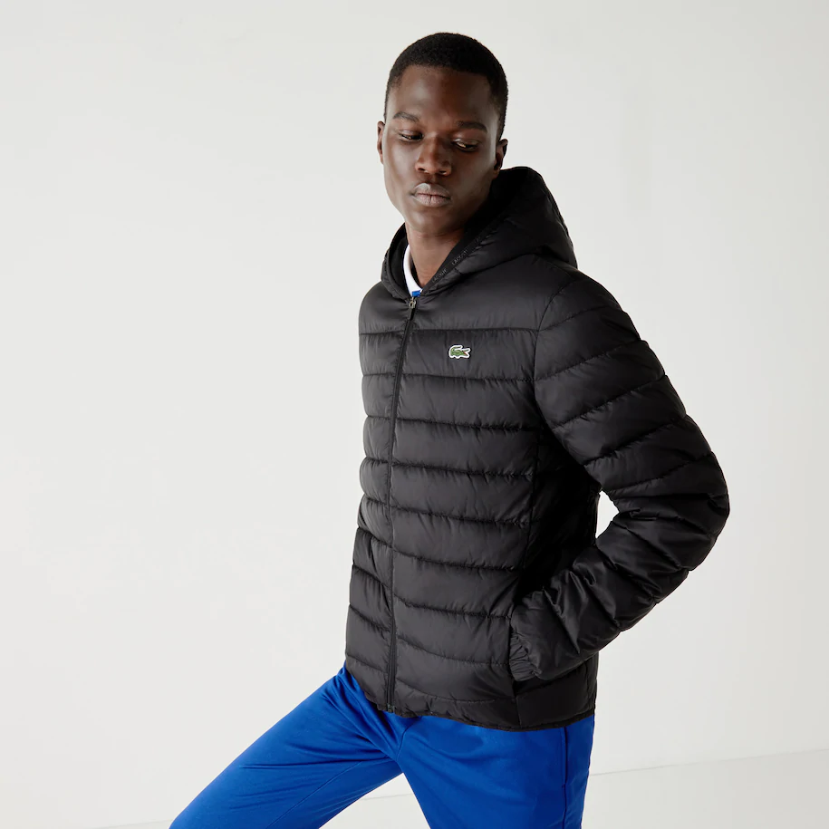 Doudoune a capuche Lacoste SPORT legere et deperlante noir Doudoune homme Lacoste Iziva
