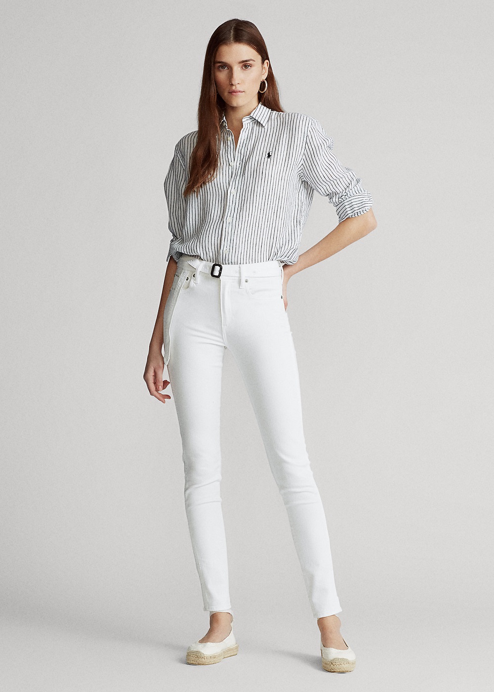 Polo Ralph Lauren Jean skinny Tompkins taille haute Blanc