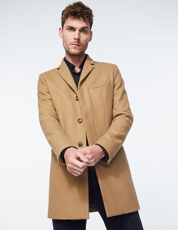 Manteau beige foncé droit IKKS Men