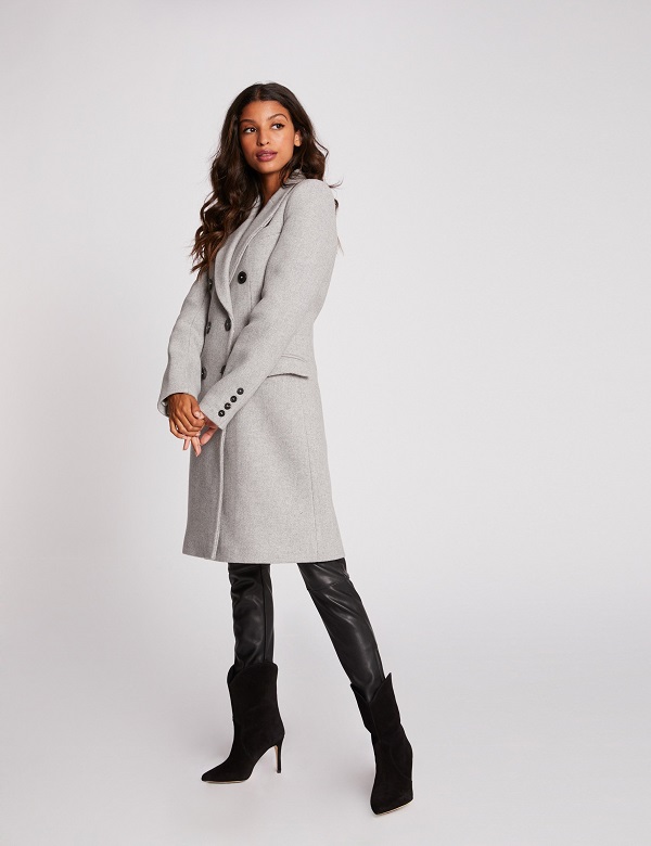 manteau femme gris clair cintré