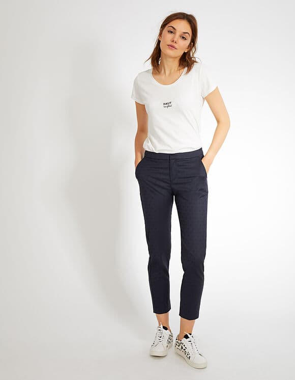 LE DIVIN Pantalon-cigarette bleu marine jacquard I.Code Ikks