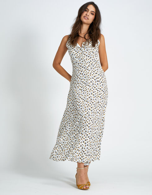 Robe longue blanc cassé floral multico I.Code By IKKS pour Femme