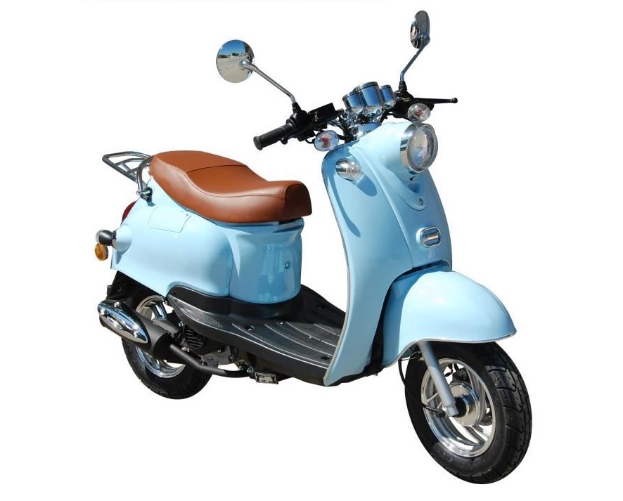 Scooter rétro 50cc 4T EURO 4 Bleu Pastel 