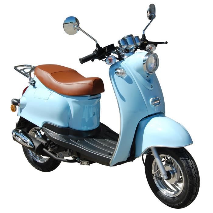 Scooter rétro 50cc 4T EURO 4 Bleu Pastel - Cdiscount