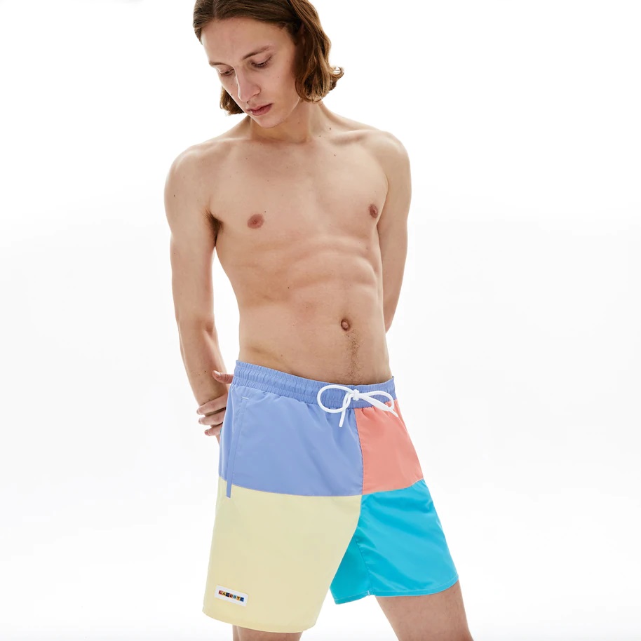 Short de bain color-block homme Lacoste en polyester recyclé