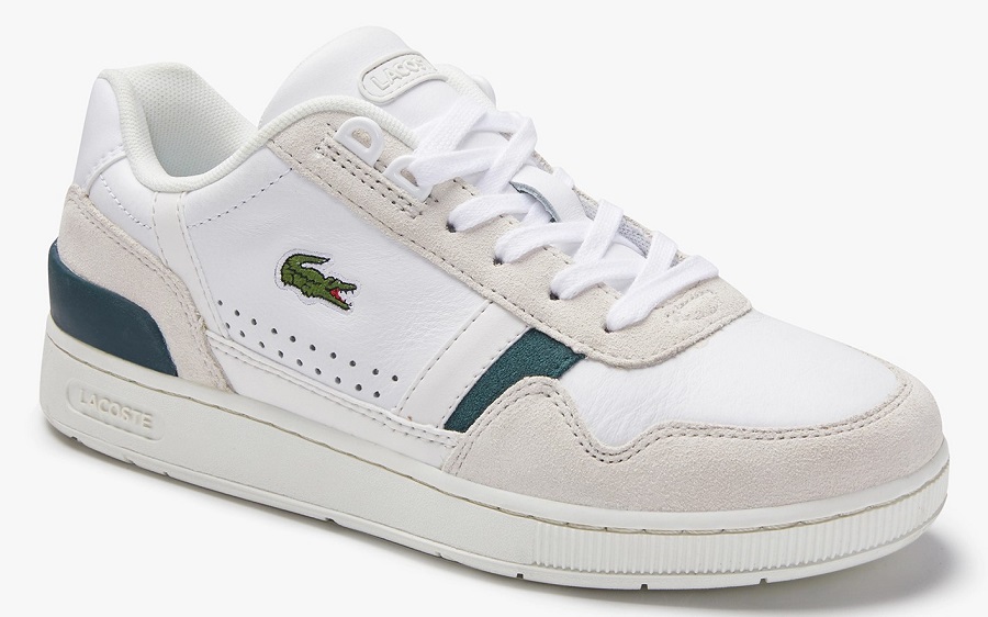 Sneakers T-Clip Lacoste en cuir et daim Blanc/Vert Foncé