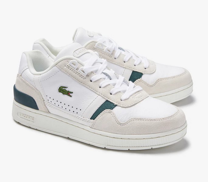 Sneakers T-Clip Lacoste en cuir et daim Blanc/Vert Foncé