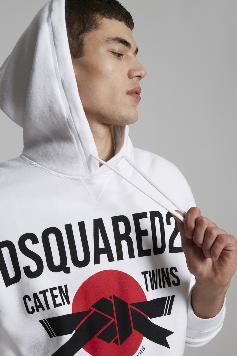 Dsquared2 Jiu-Jitsu Brothers Hooded Sweatshirt Blanc